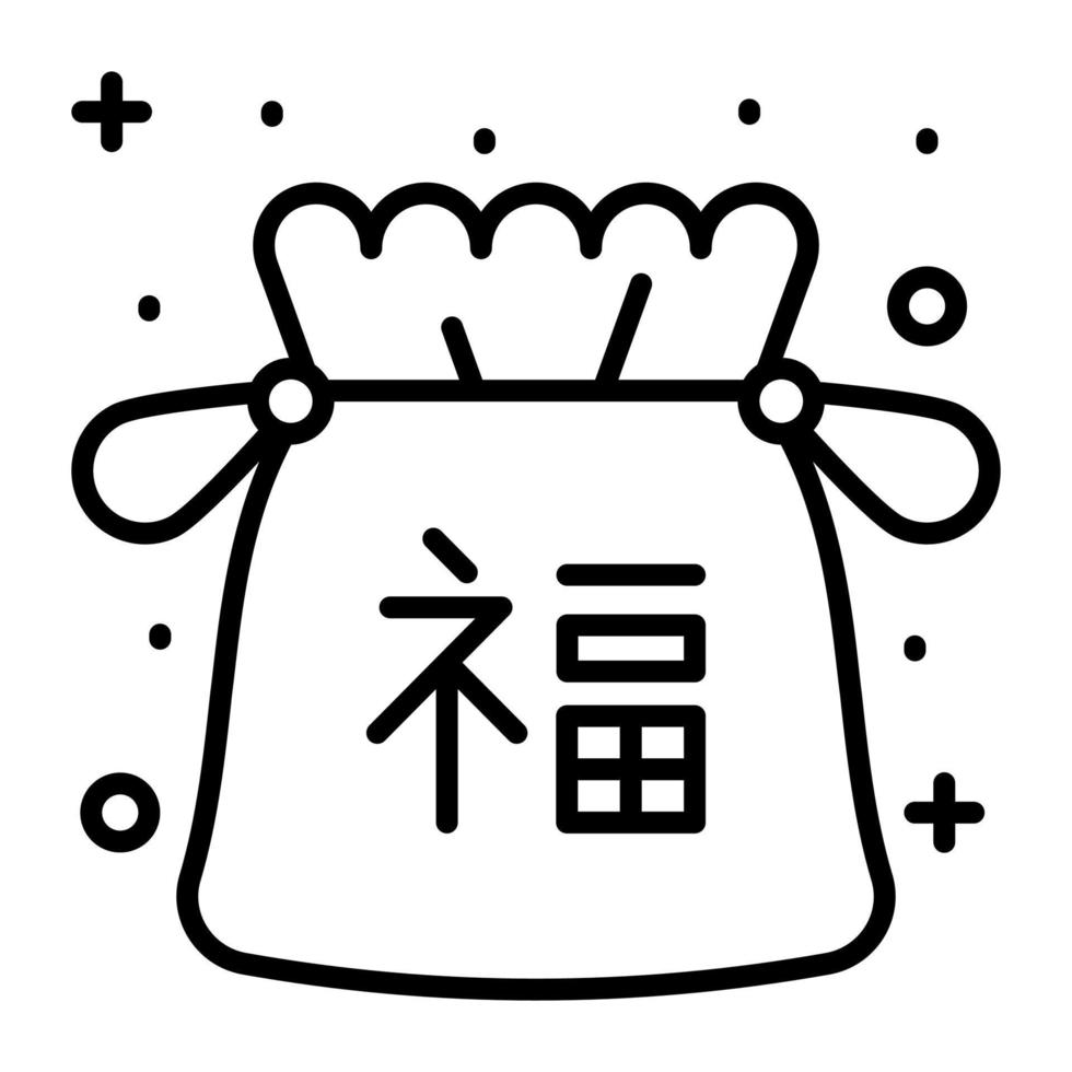 sac cadeau chanceux traditionnel chinois, beau dessin vectoriel