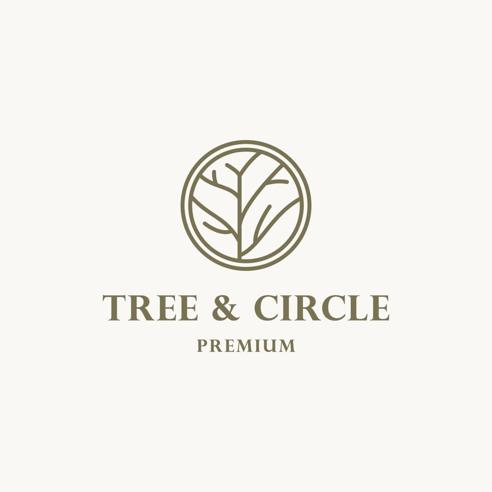 conception de modèle d'icône de logo d'arbre de cercle. symbole de ligne naturelle de plante de jardin ronde. vecteur