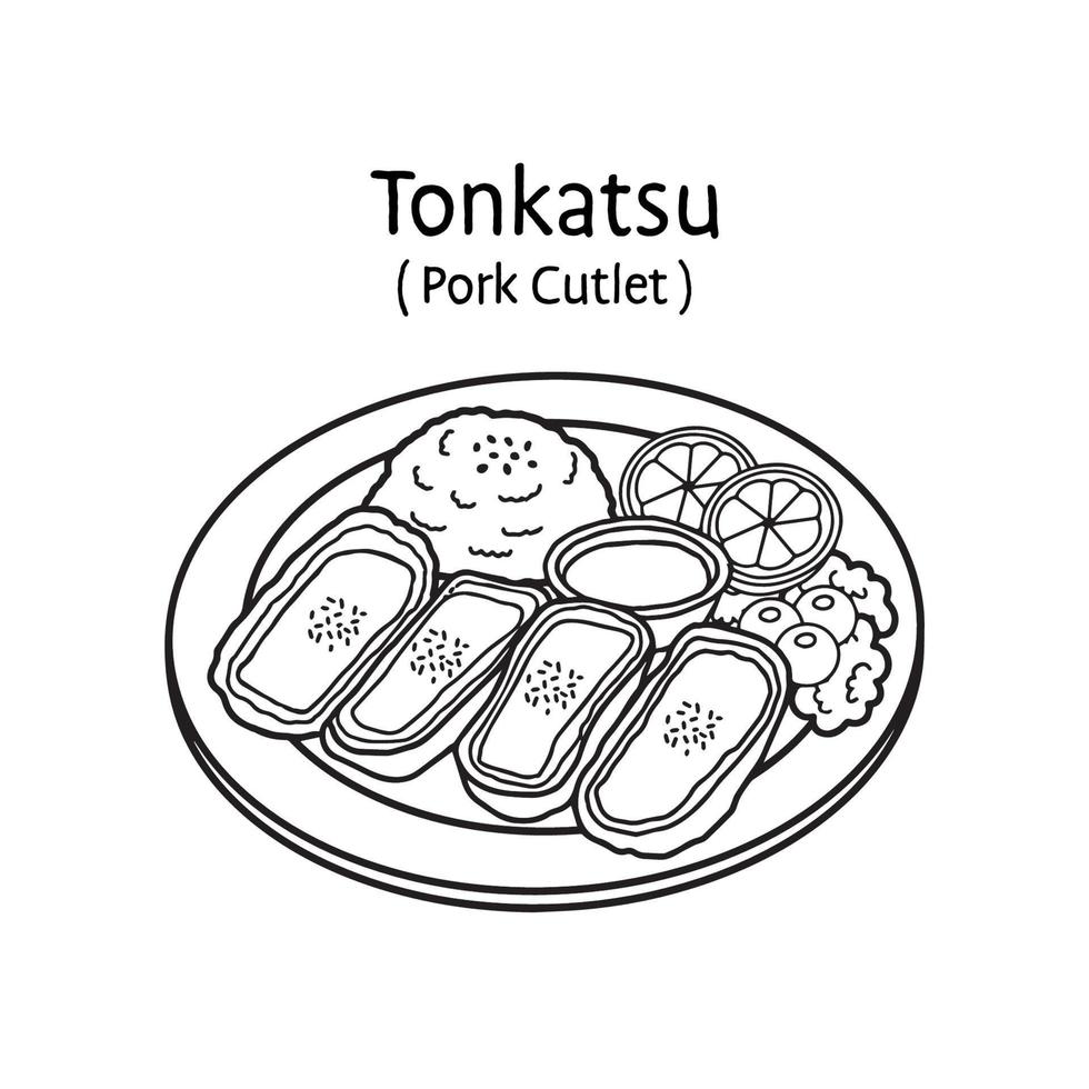 tonkatsu - illustration vectorielle de cuisine japonaise. vecteur