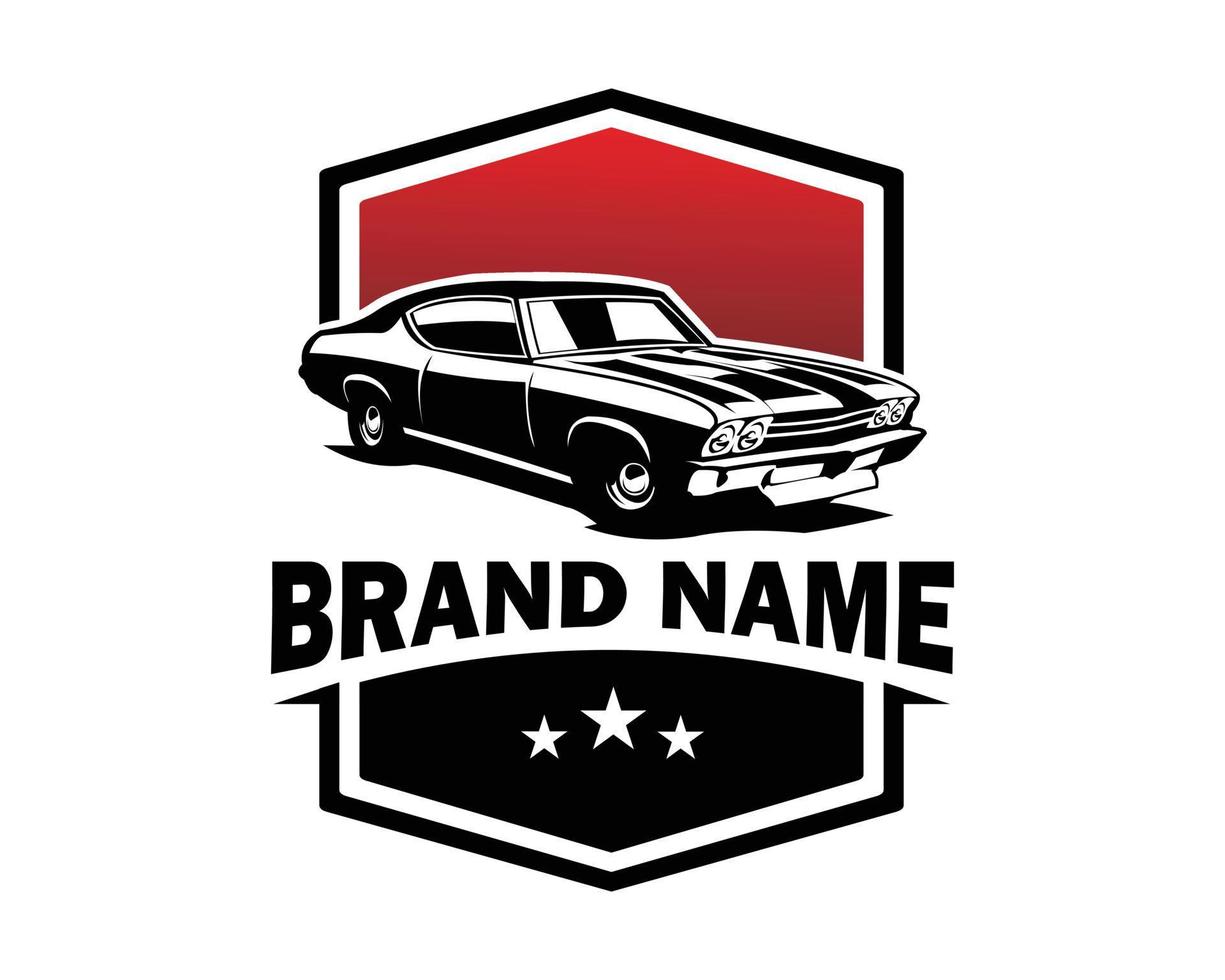 silhouette du logo de la voiture chevy camaro. vue de côté fond blanc isolé. idéal pour la conception d'insignes, d'emblèmes, d'icônes et d'autocollants. disponible en eps 10. vecteur