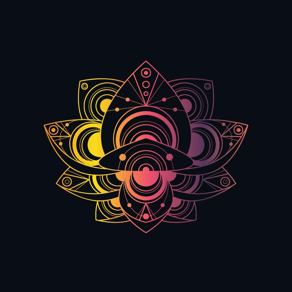 fleur de lotus avec illustration linéaire vectorielle motif géométrique vecteur