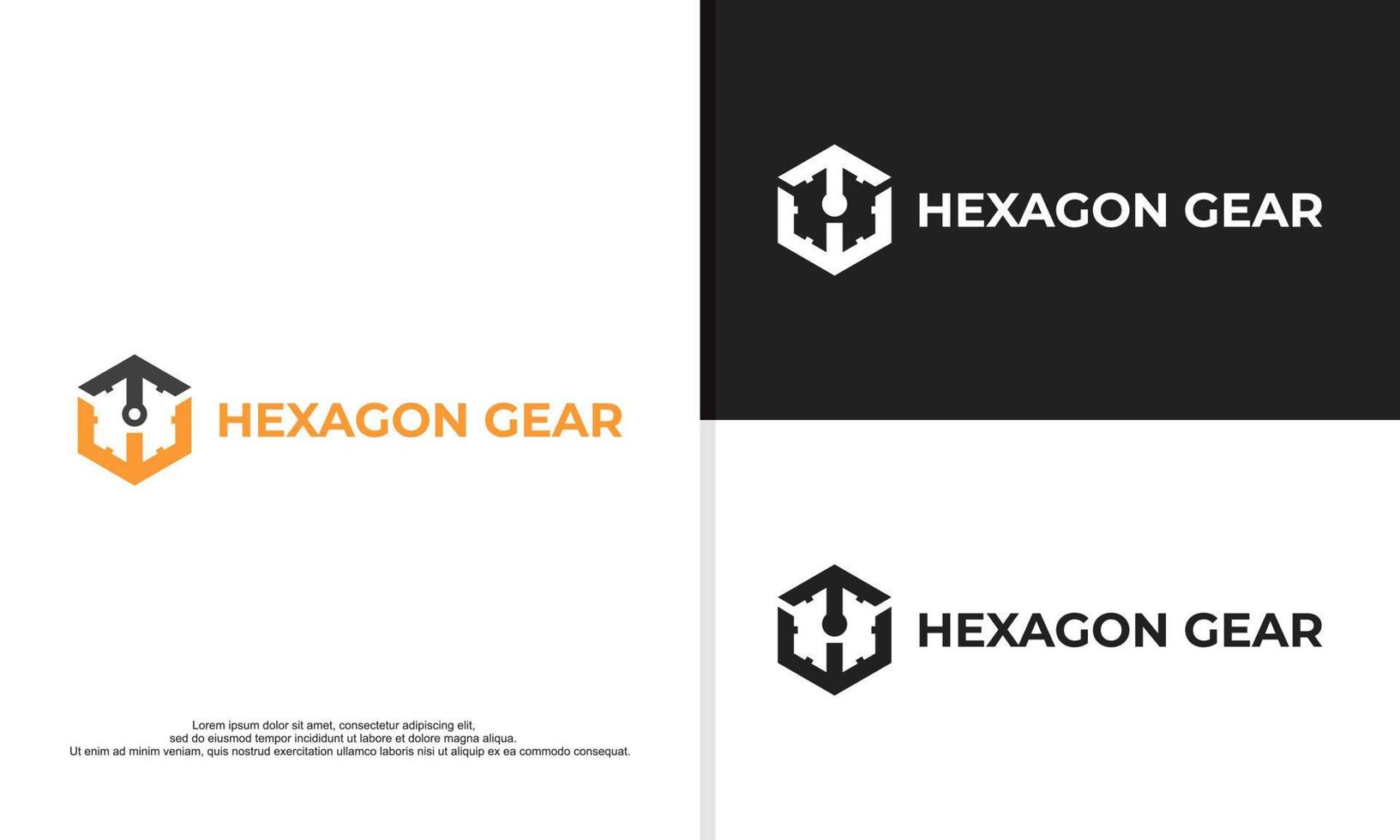 illustration de conception de logo d'engrenage hexagonal, conception de logo moderne vecteur