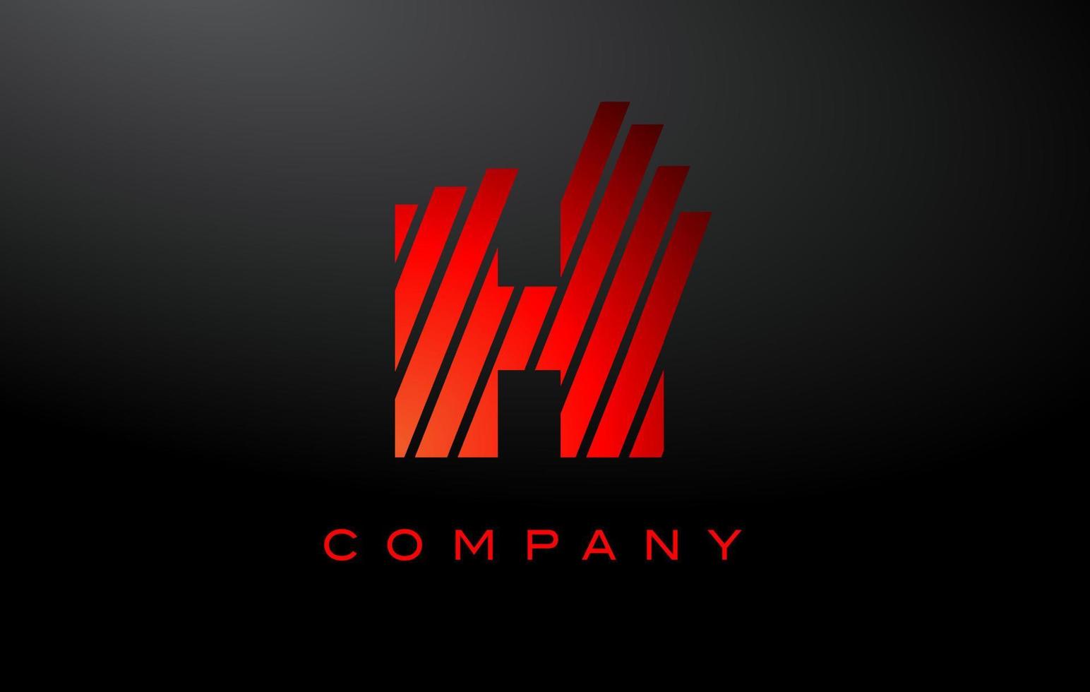 logo de lettre h avec vecteur de conception de lignes rouges. illustration d'icône de lettre rouge