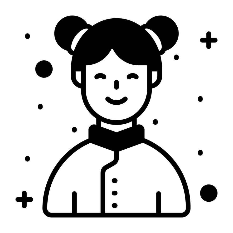conception de vecteur d'avatar de fille chinoise isolée sur fond blanc