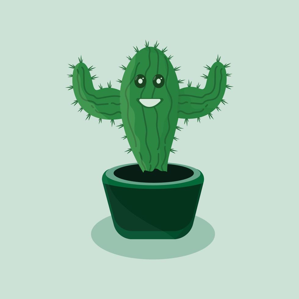 un personnage de cactus vert musclé vecteur