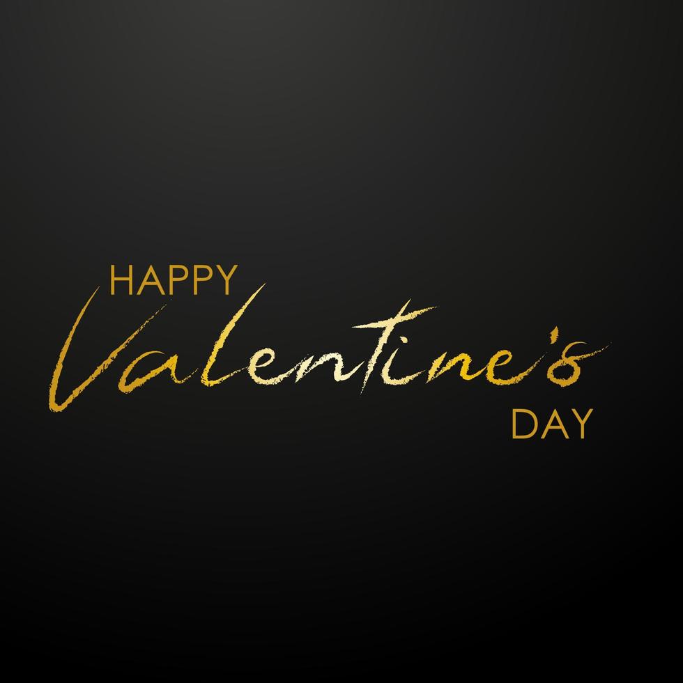 carte de voeux happy valentines day vector noir avec texte or sur fond noir. concept de carte postale, affiche, invitation, carte-cadeau de bijoux