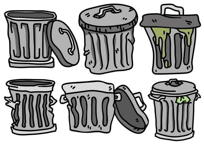 Vector Set d'icônes plat panier de déchets