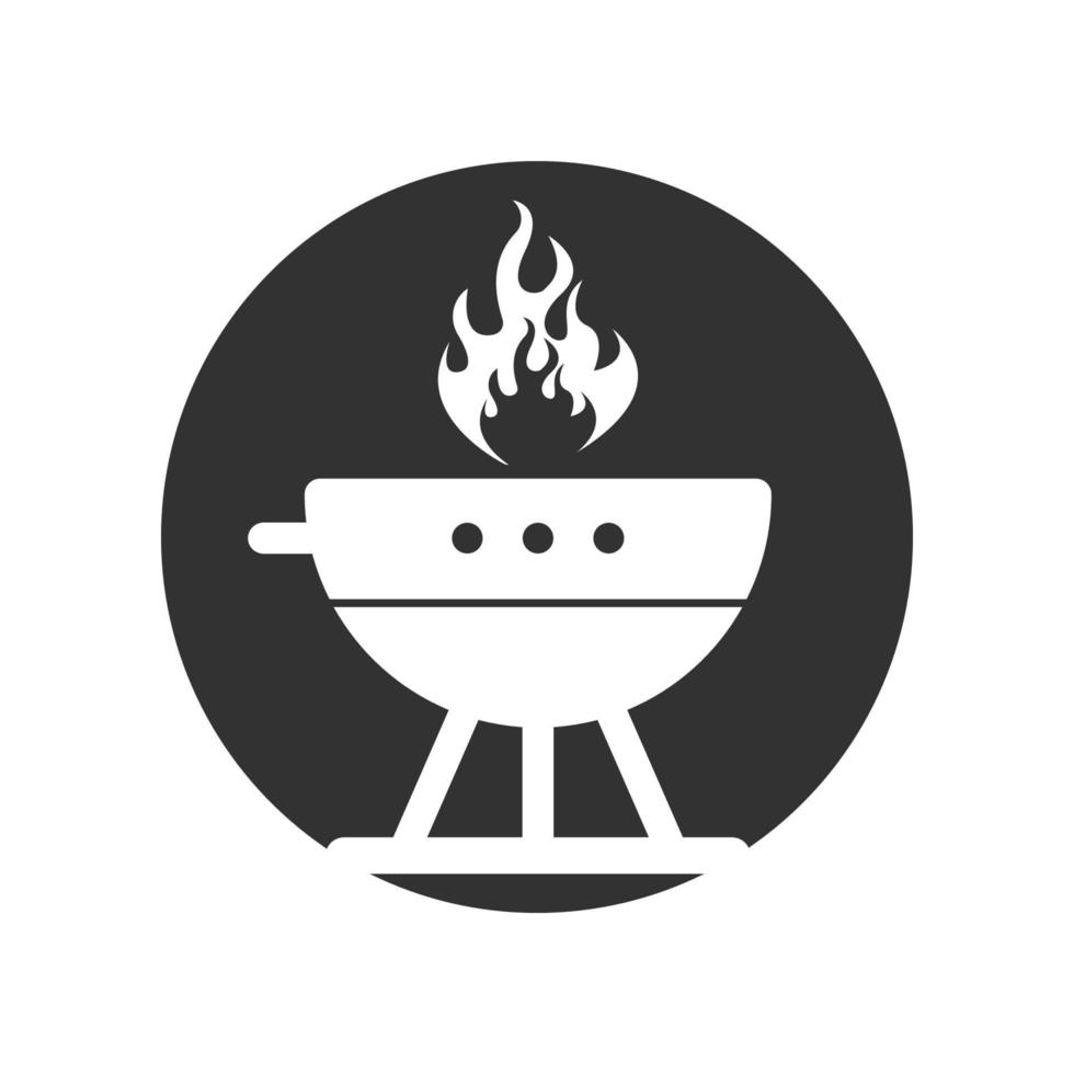 barbecue grill icône simple et symbole avec logo fumée ou vapeur vecteur