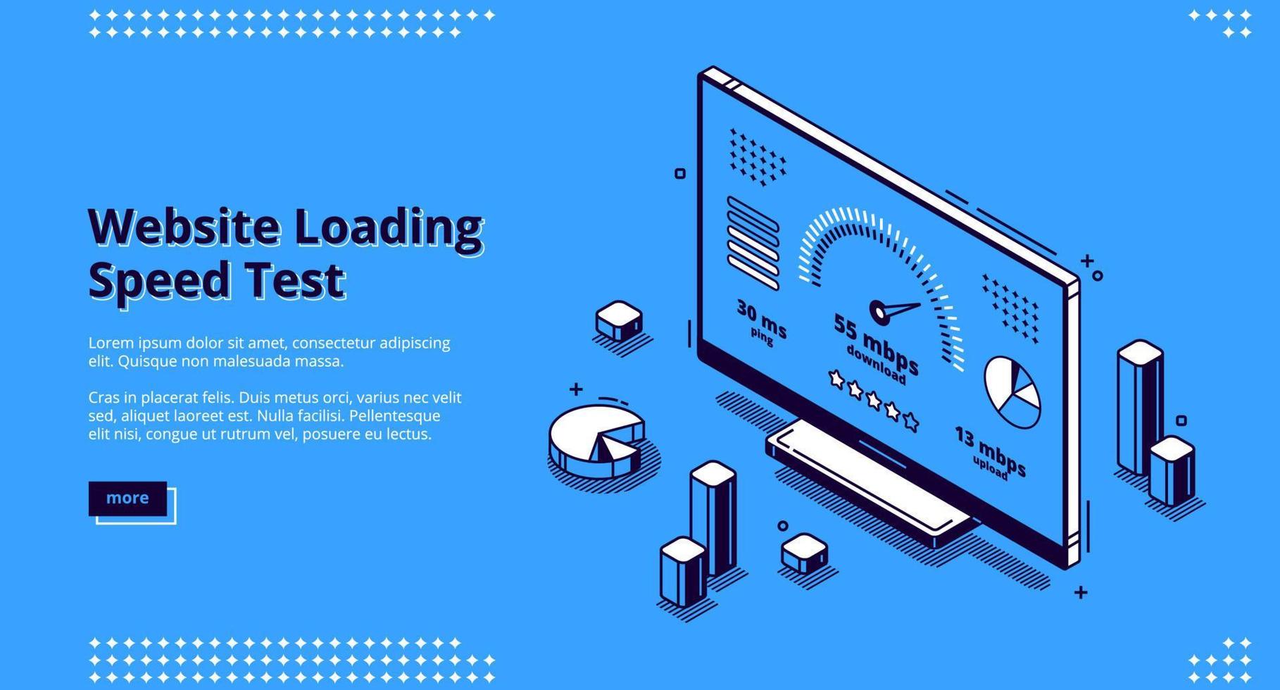 bannière de vecteur de test de vitesse de chargement de site Web