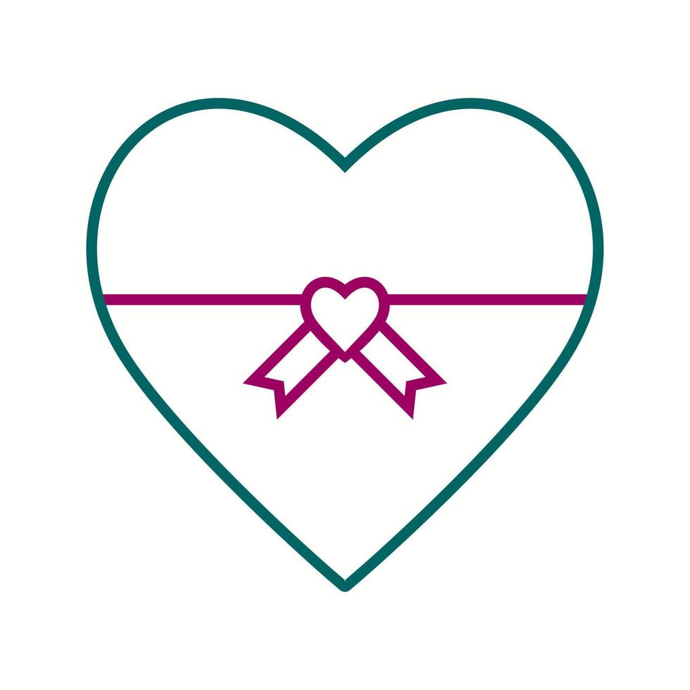 icône de ligne vecteur cadeau unique en forme de coeur