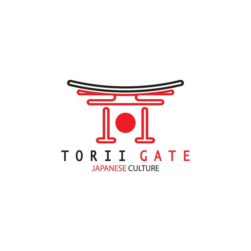 torii gate culture traditionnelle japonaise simple logo illustration icône avec concept de vecteur minimaliste esthétique