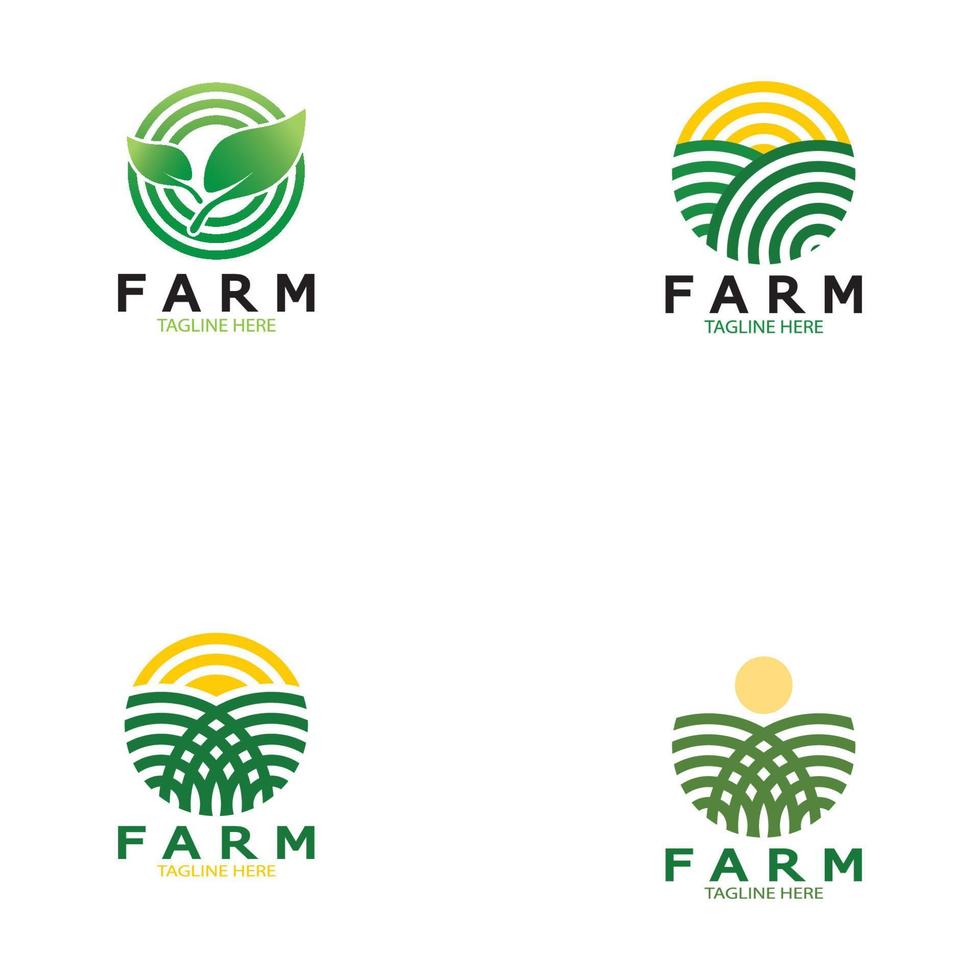 illustration de conception de logo biologique de l'agriculture agricole de l'entreprise agricole, champ de culture, pâturage, lait, concept de conception, symbole créatif, icône, modèle vecteur