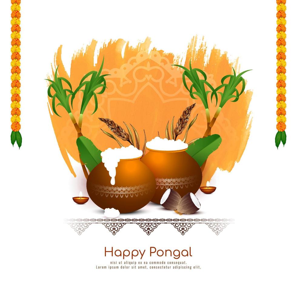 happy pongal festival religieux du sud de l'inde fond de salutation vecteur