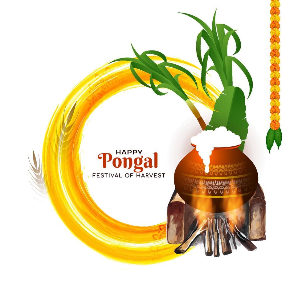 beau joyeux pongal traditionnel festival du sud de l'inde fond vecteur