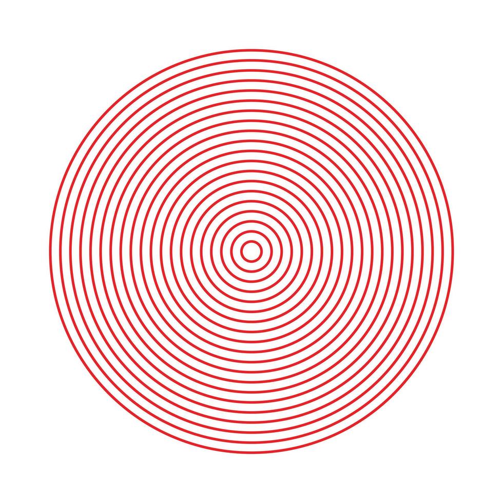 eps10 illustrations de cercles concentriques vectoriels rouges isolés sur fond blanc. motif de demi-teinte abstrait géométrique circulaire dans un style moderne simple et plat pour la conception de votre site Web et votre application mobile vecteur