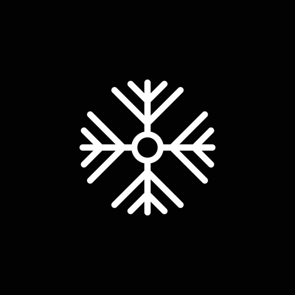 eps10 flocon de neige vectoriel blanc ou icône d'art abstrait saison d'hiver isolée sur fond noir. symbole de flocon de neige dans un style moderne et plat simple pour la conception de votre site Web, votre logo et votre application mobile