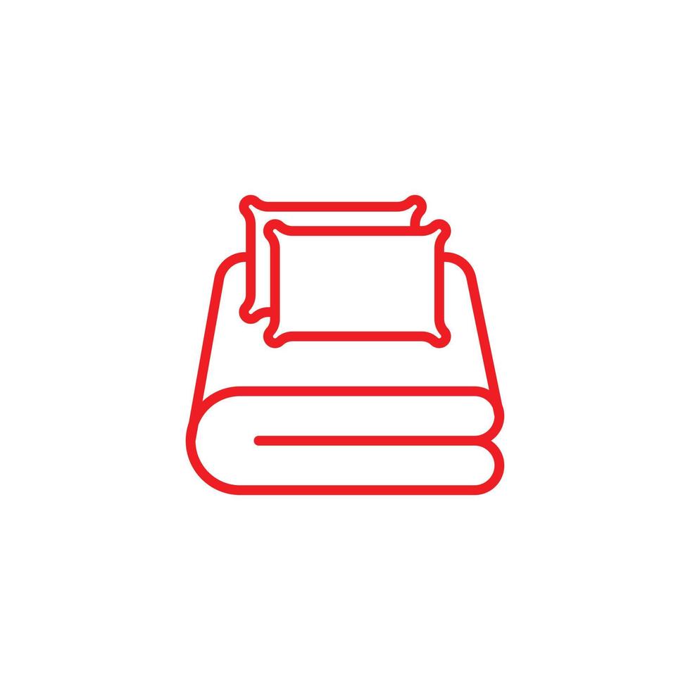eps10 ensemble de linge de lit vectoriel rouge avec icône ou logo d'oreillers isolé sur fond blanc. drap de lit et symbole de housse de couette dans un style moderne et plat simple pour la conception de votre site Web et votre application mobile
