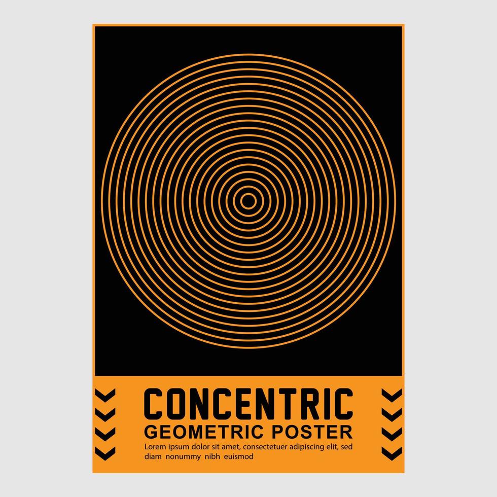 eps10 vecteur affiche circulaire concentrique abstraite minimale orange avec fond noir.