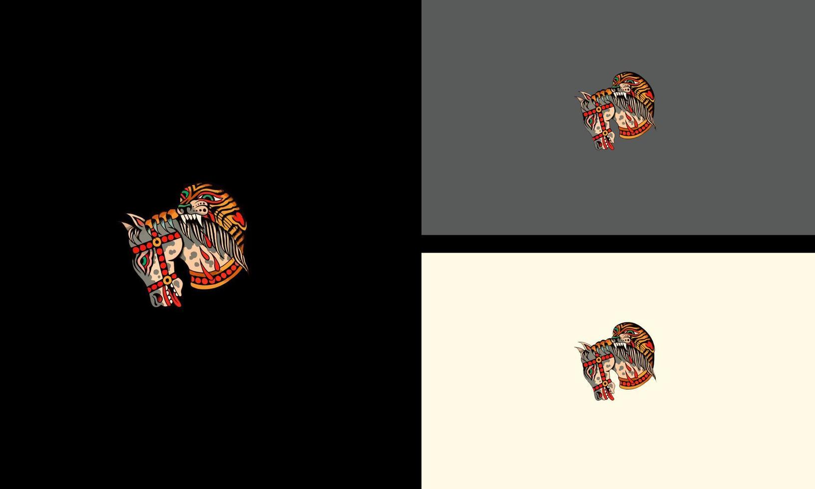 tête de tigre avec tête de cheval conception d'illustrations vectorielles vecteur