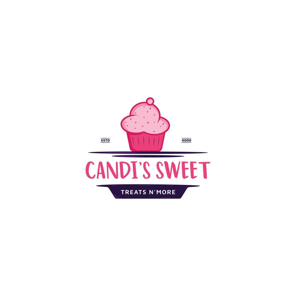 logo de gâteau sucré icône du logo de cupcake vecteur