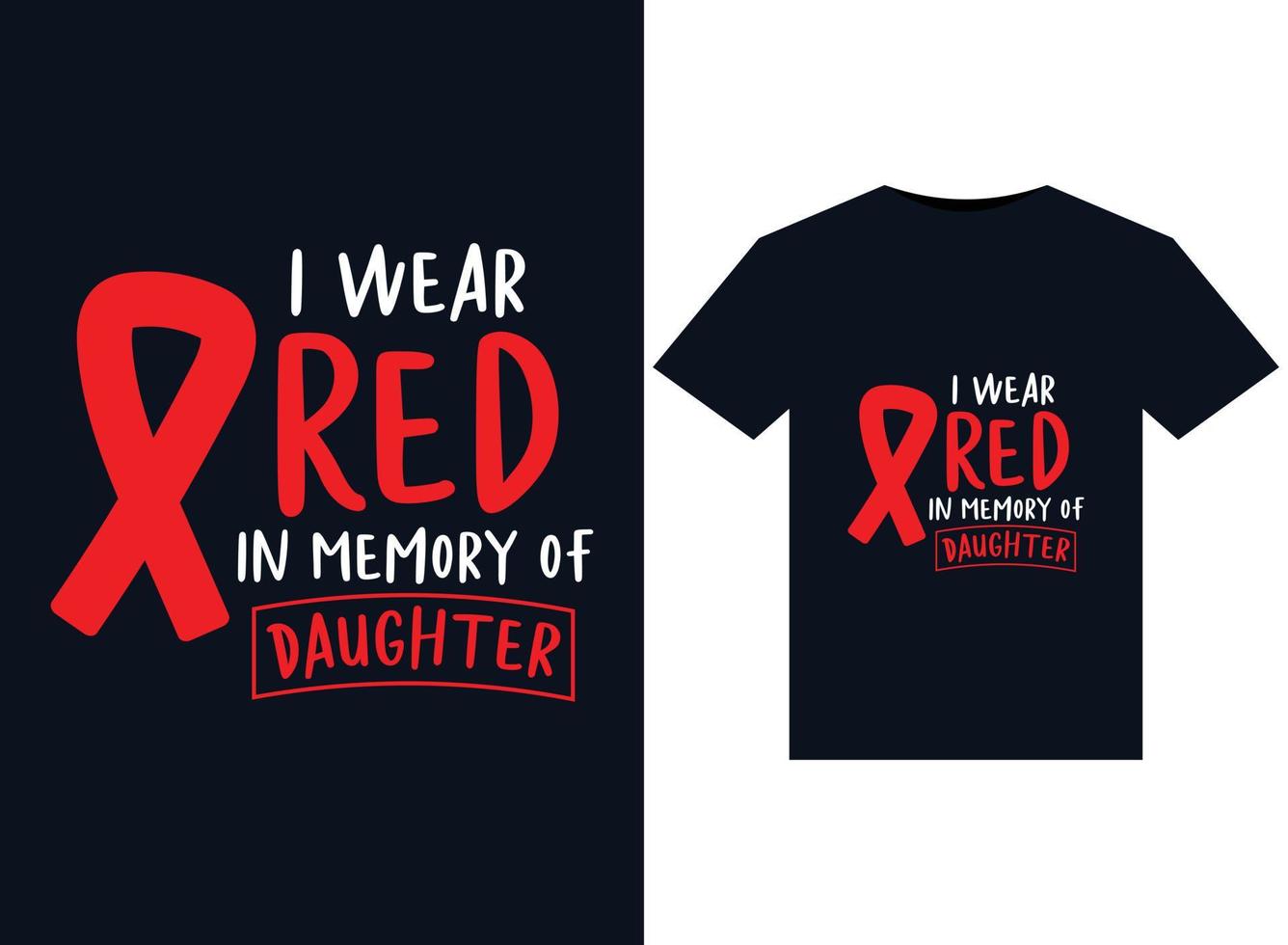 je porte du rouge à la mémoire des illustrations de ma fille pour la conception de t-shirts prêts à imprimer vecteur