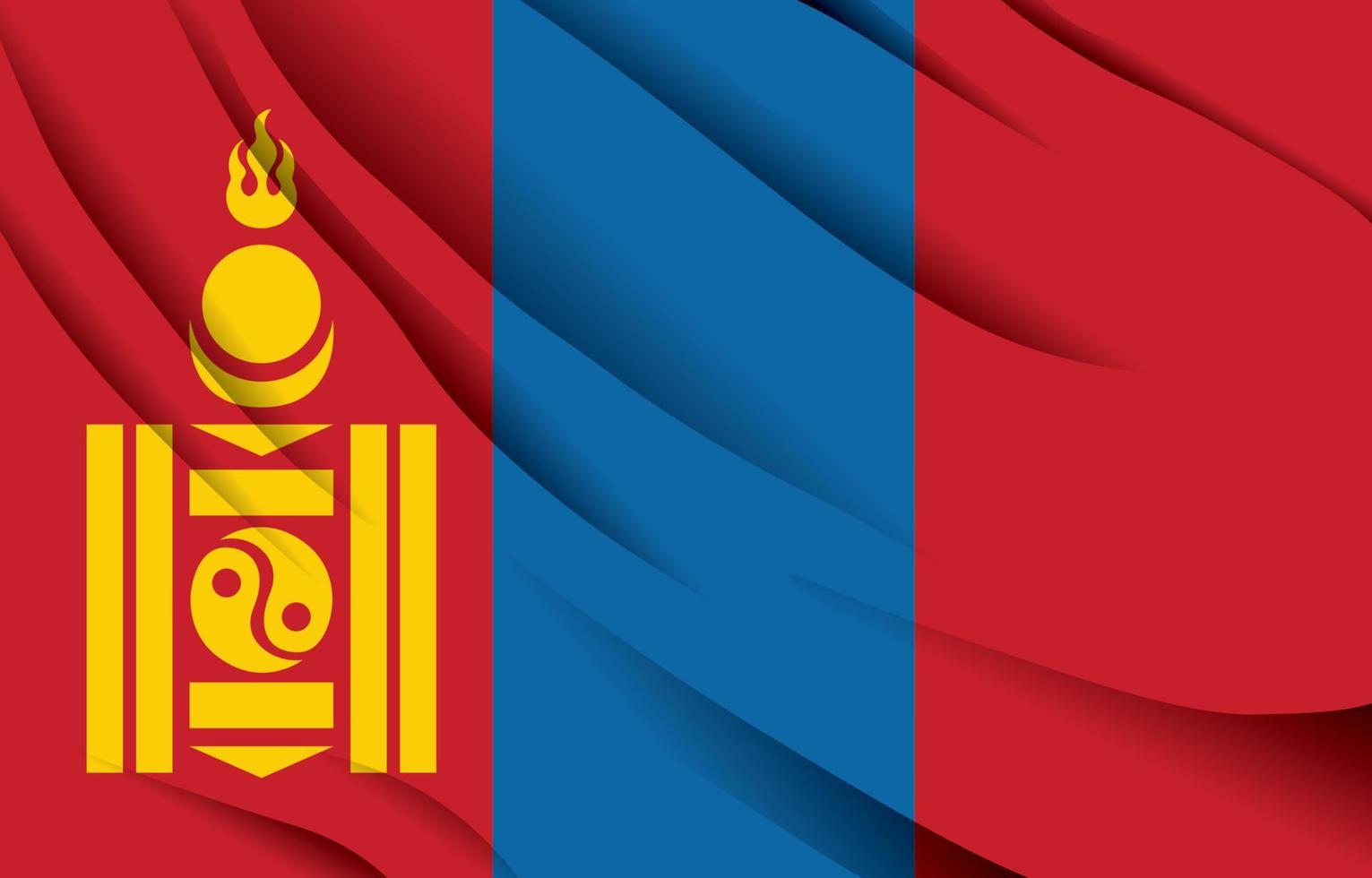 drapeau national de la mongolie agitant une illustration vectorielle réaliste vecteur