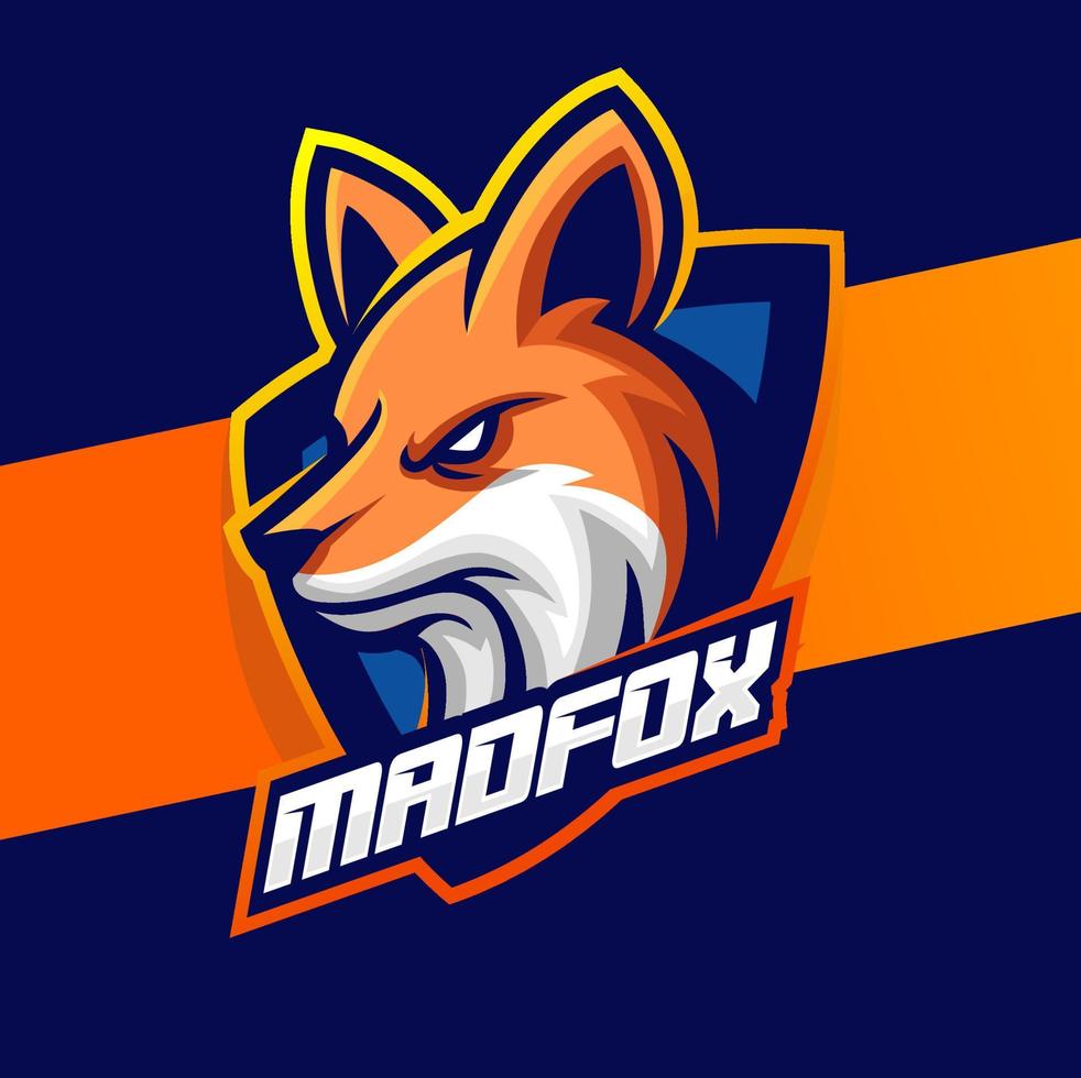 mascotte de renard pour les conceptions de logo e-sport pour l'équipe de jeu vecteur