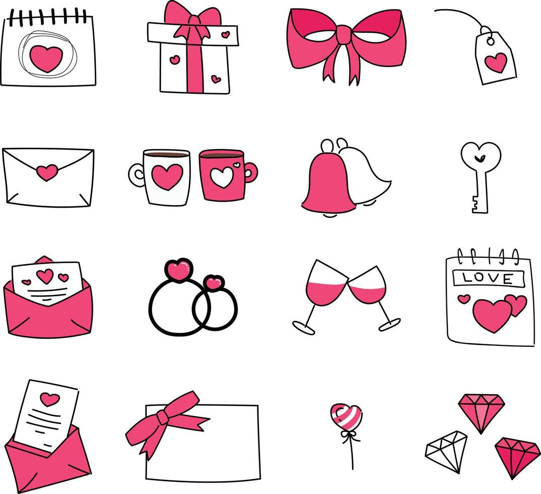 illustrations de vecteur mignon doodle saint valentin