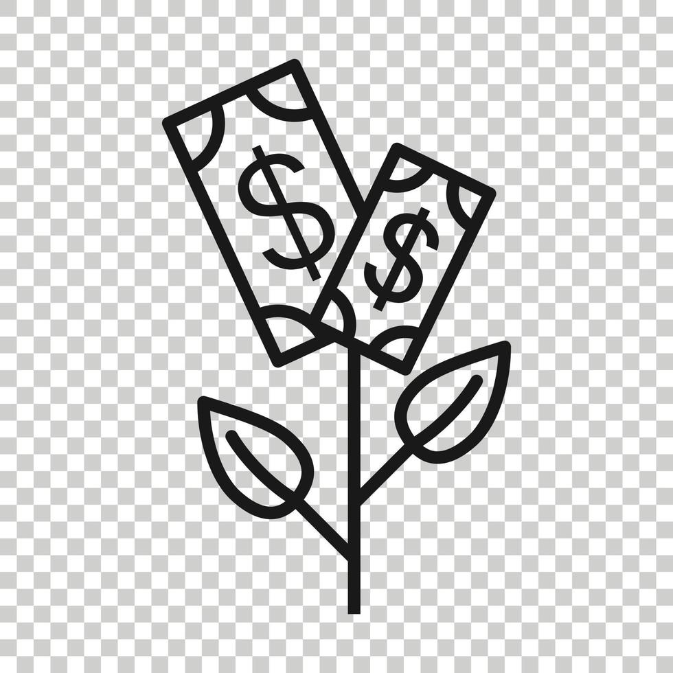 icône de profit de croissance dans un style plat. fleur avec illustration vectorielle argent sur fond blanc isolé. augmenter le concept d'entreprise. vecteur