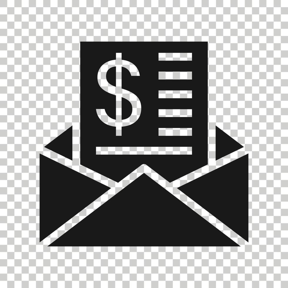 enveloppe avec l'icône de l'argent dans un style plat. illustration de vecteur de trésorerie e-mail sur fond blanc isolé. concept d'entreprise de message financier.