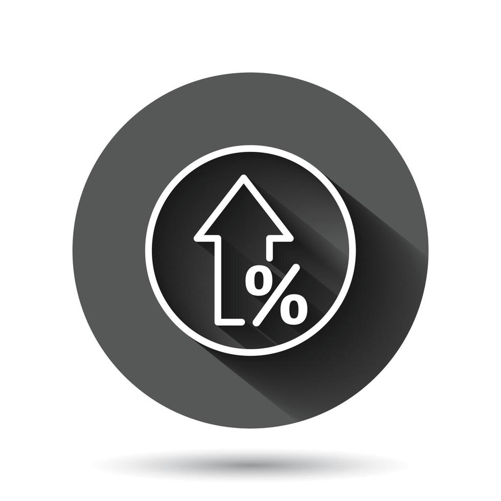 icône de flèche de croissance dans un style plat. illustration vectorielle de revenus sur fond rond noir avec effet d'ombre portée. augmenter le concept d'entreprise de bouton de cercle. vecteur