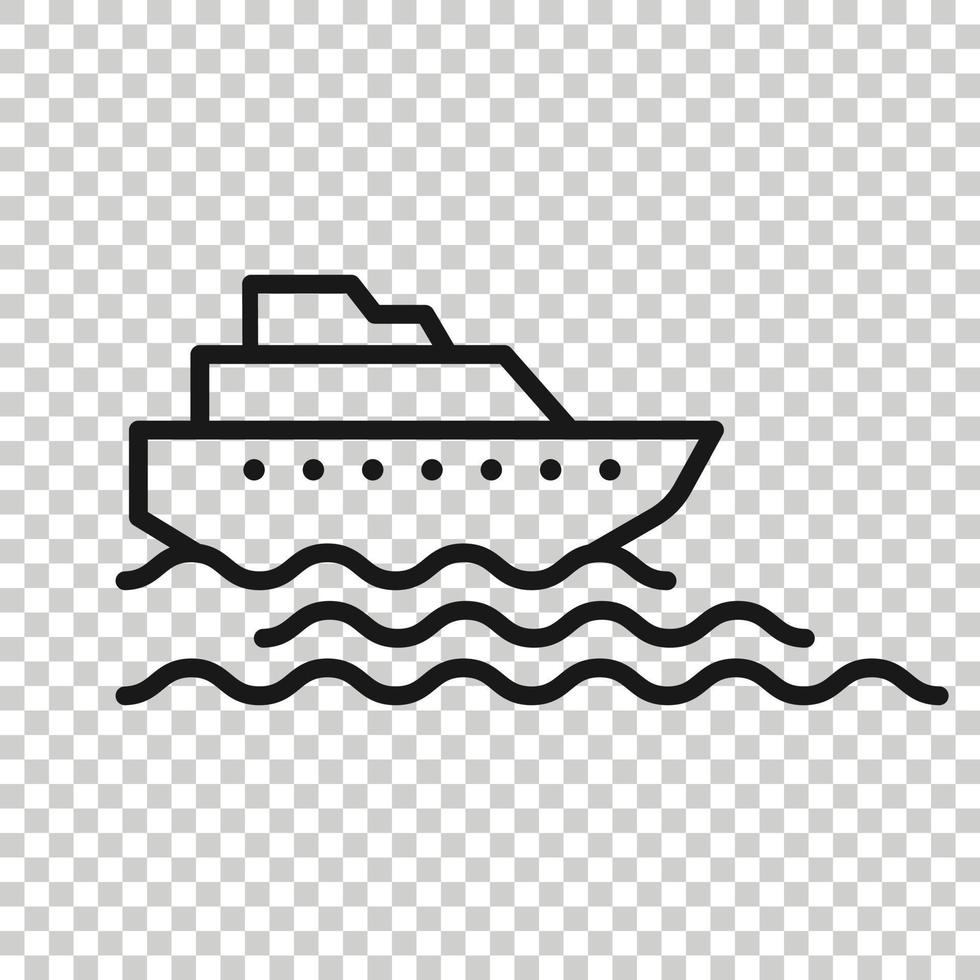 icône de bateau de tourisme dans un style plat. illustration vectorielle de bateau de pêche sur fond blanc isolé. concept d'entreprise de destination de pétrolier. vecteur