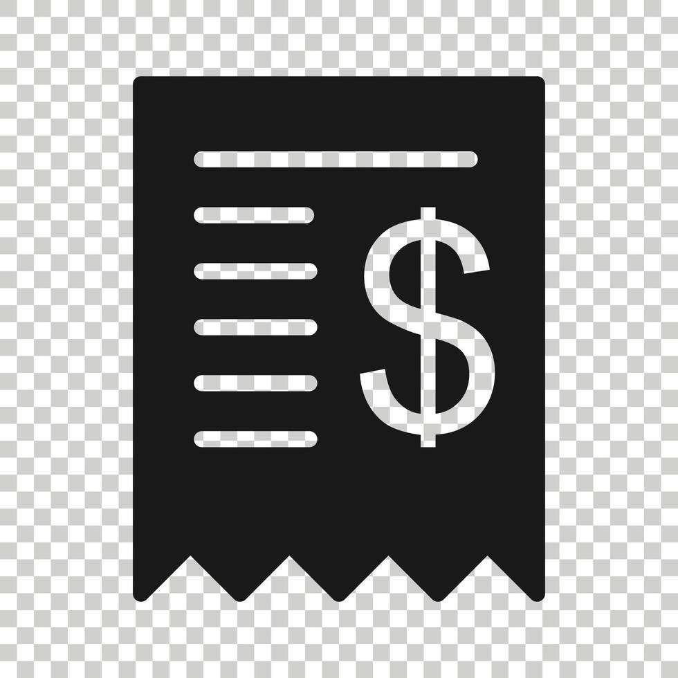 icône de chèque d'argent dans un style plat. illustration vectorielle de chéquier sur fond blanc isolé. concept d'entreprise de bon de financement. vecteur