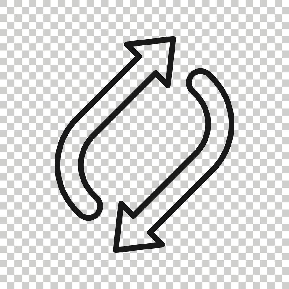 icône de rotation de flèche dans un style plat. illustration vectorielle d'action de synchronisation sur fond blanc isolé. actualiser le concept d'entreprise du bouton. vecteur