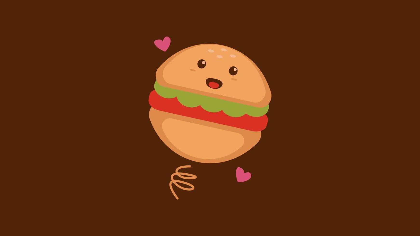 illustration vectorielle personnage de dessin animé graphique de burger dans un style kawaii doodle. convient aux vêtements pour enfants, aux livres pour enfants, au logo de la mascotte culinaire, etc. vecteur
