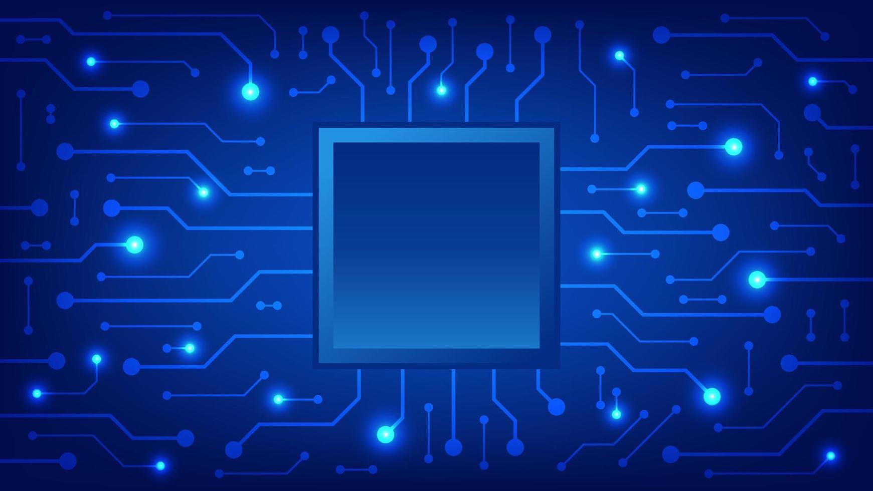 carte de circuit imprimé numérique de haute technologie. pad ai et lignes électriques connectées sur fond d'éclairage bleu. concept d'élément de conception de technologie futuriste vecteur