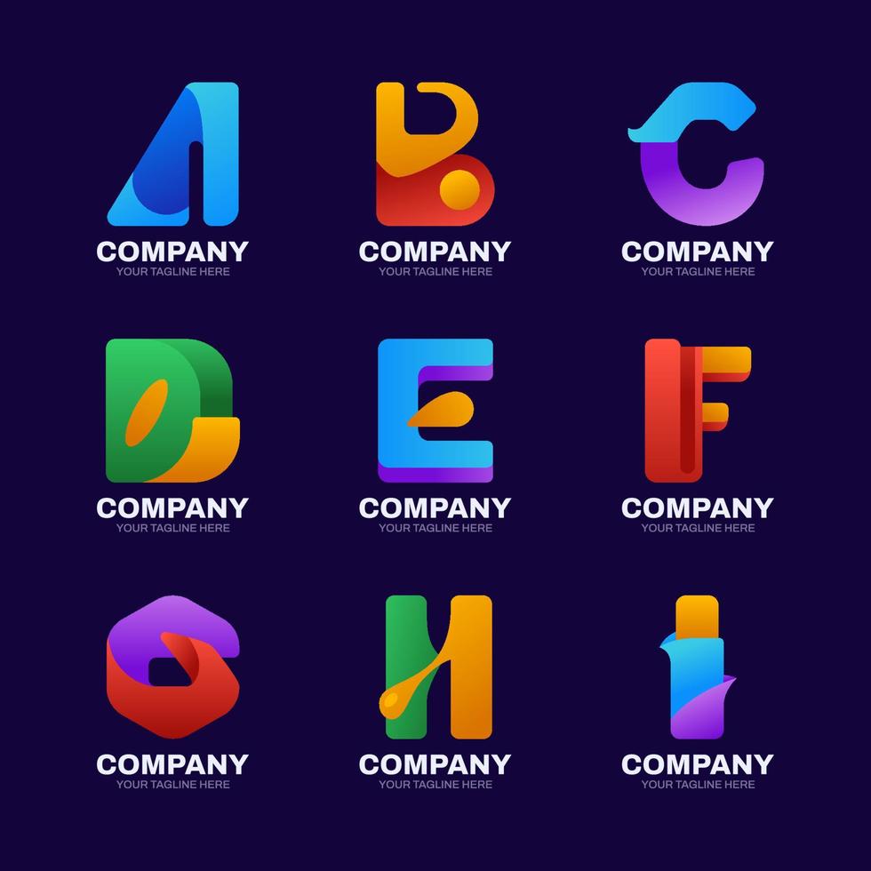 divers ensemble de logos alphabet 3d vecteur