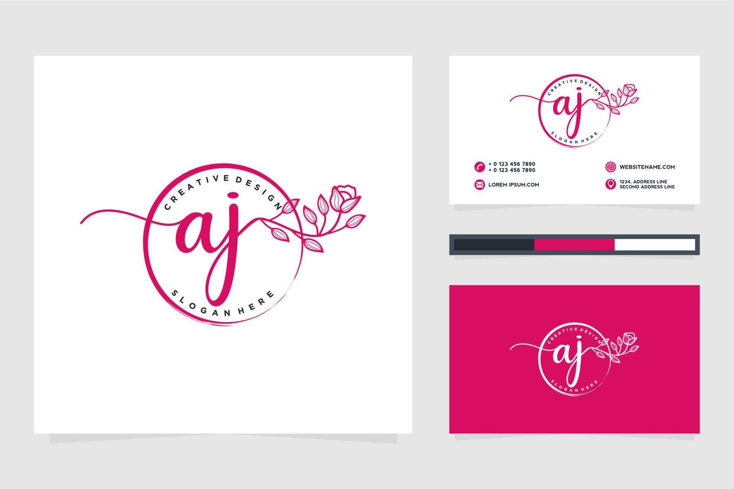 collections de logos féminins aj initiaux et modèle de carte de visite vecteur premium