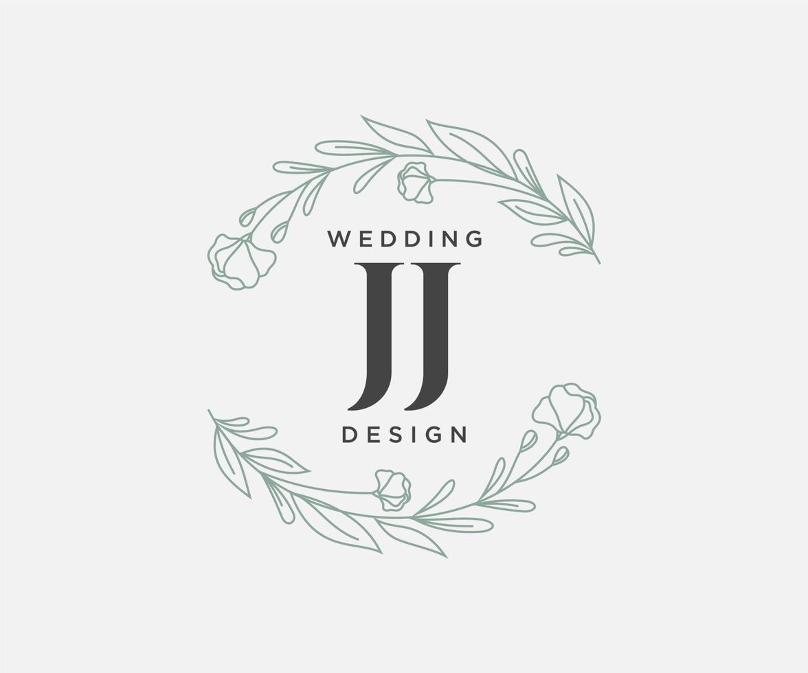 jj initiales lettre collection de logos de monogramme de mariage, modèles minimalistes et floraux modernes dessinés à la main pour cartes d'invitation, réservez la date, identité élégante pour restaurant, boutique, café en image vectorielle vecteur