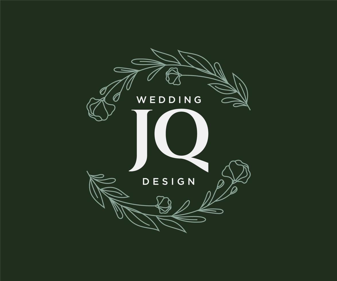 jq initiales lettre mariage monogramme logos collection, modèles minimalistes et floraux modernes dessinés à la main pour cartes d'invitation, réservez la date, identité élégante pour restaurant, boutique, café en image vectorielle vecteur