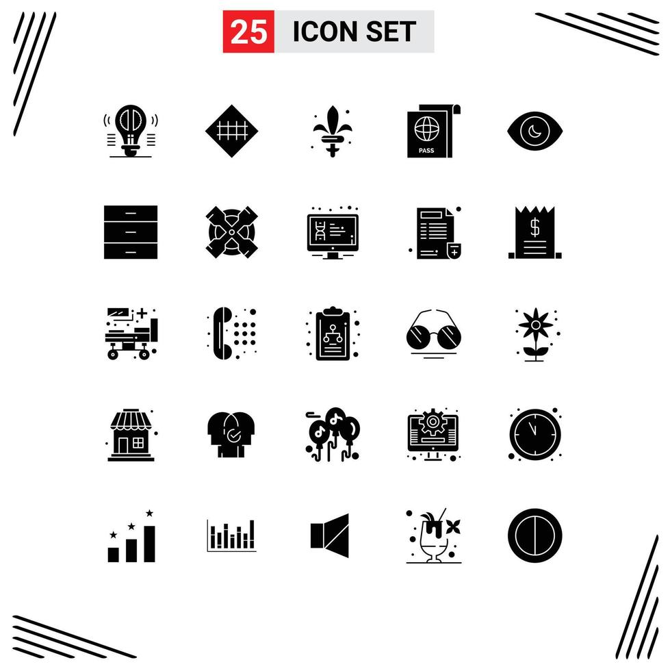 25 icônes créatives signes et symboles modernes de passeport oculaire panneau de signalisation document arme éléments de conception vectoriels modifiables vecteur