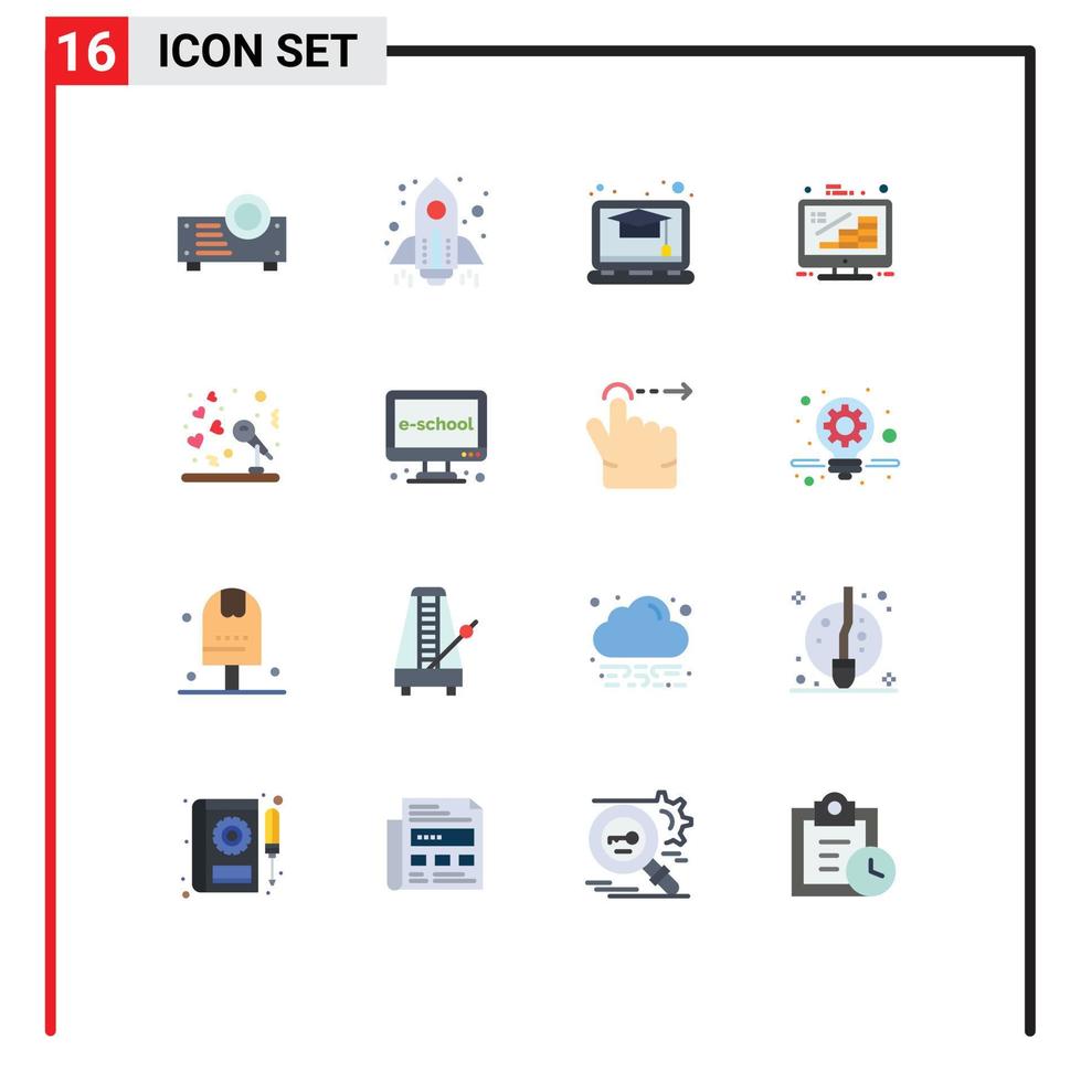 ensemble de 16 symboles d'icônes d'interface utilisateur modernes signes pour la musique mariage gestion en ligne finance modifiable pack d'éléments de conception de vecteur créatif