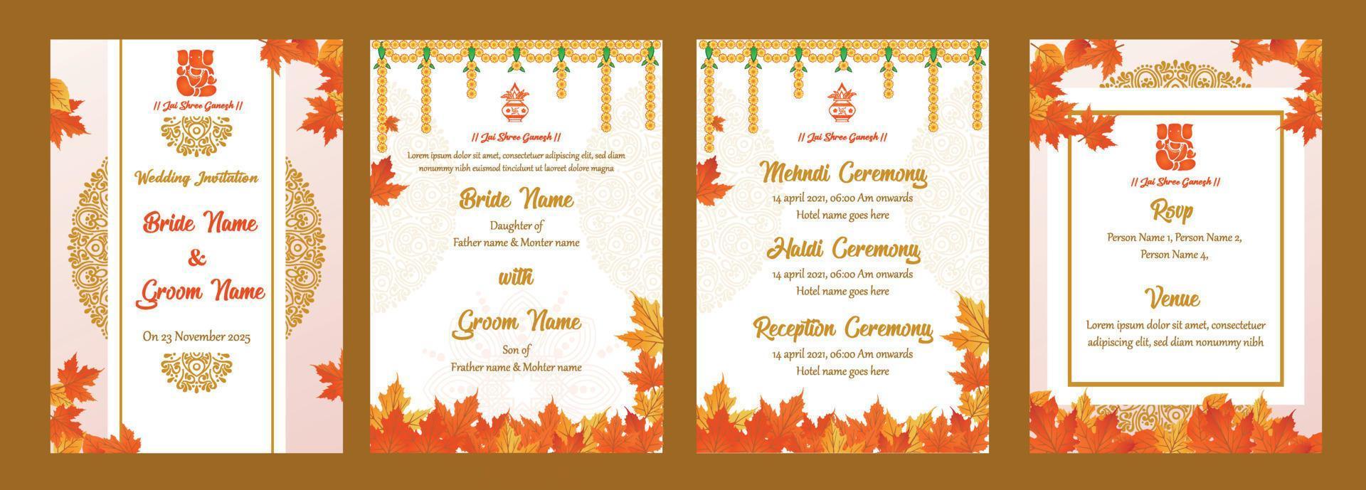 modèle d'invitation de mariage indien vecteur