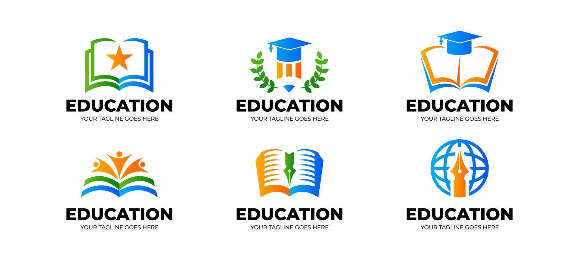 ensemble de modèles de logo d'éducation vecteur