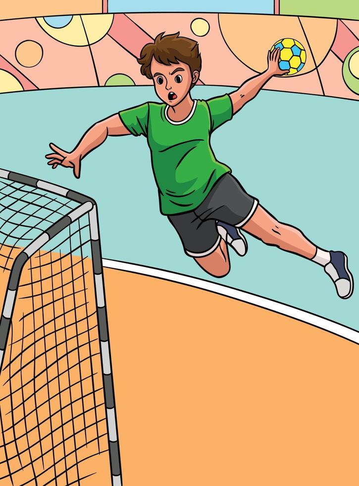 illustration de dessin animé coloré de sports de handball vecteur