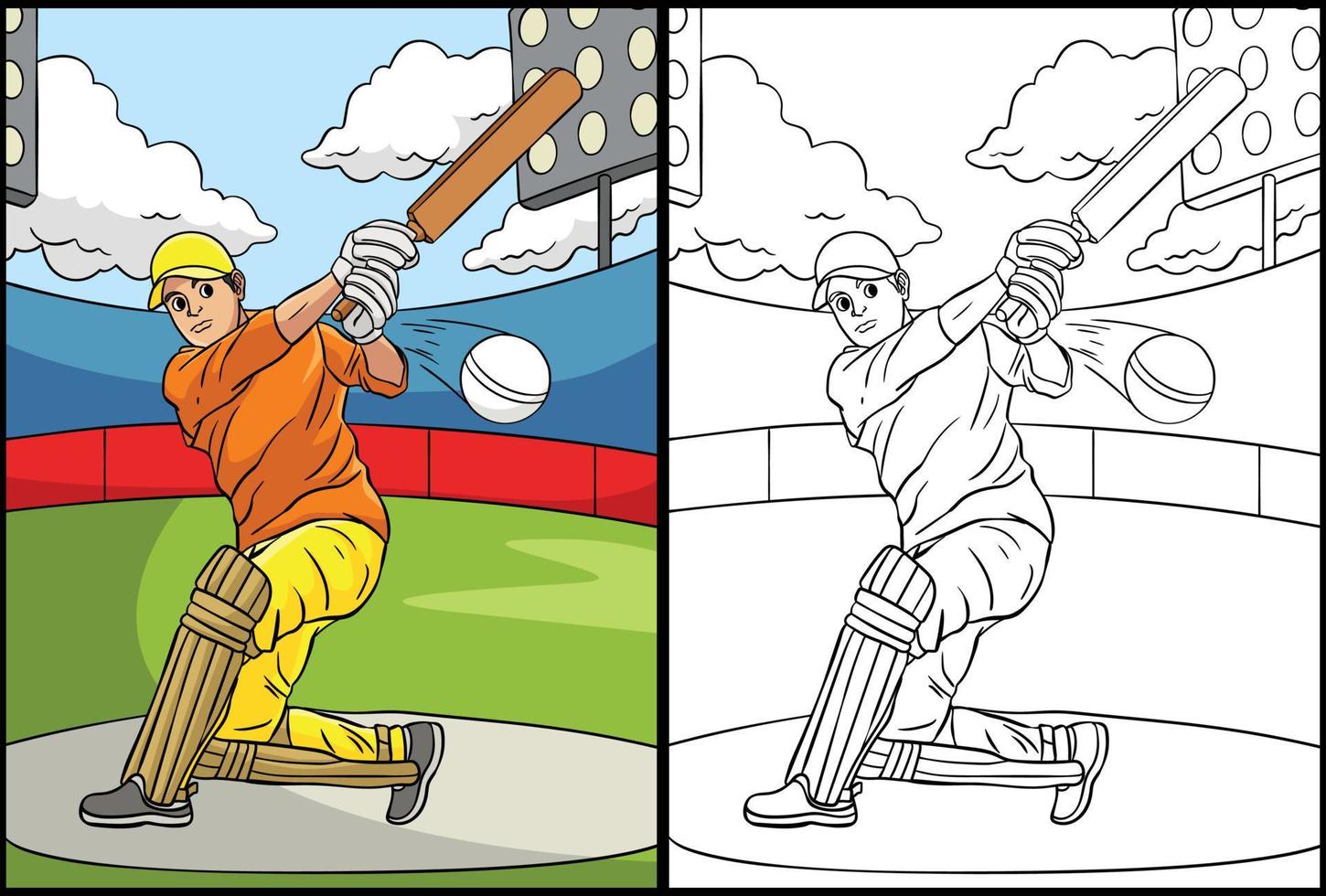 coloriage de cricket illustration colorée vecteur