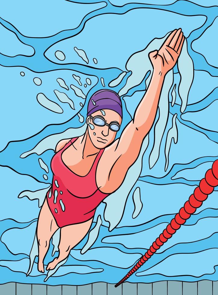 illustration de dessin animé coloré de sports de natation vecteur