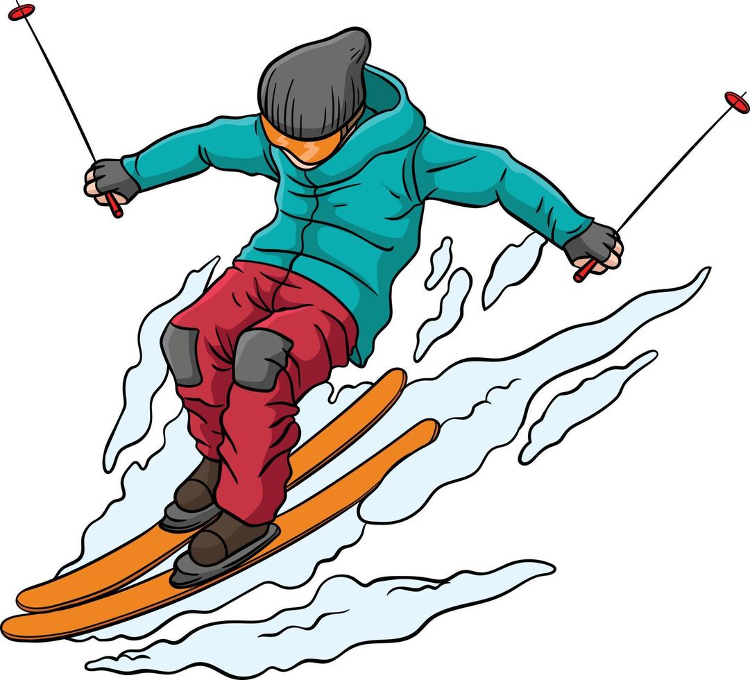 ski alpin dessin animé couleur clipart illustration vecteur