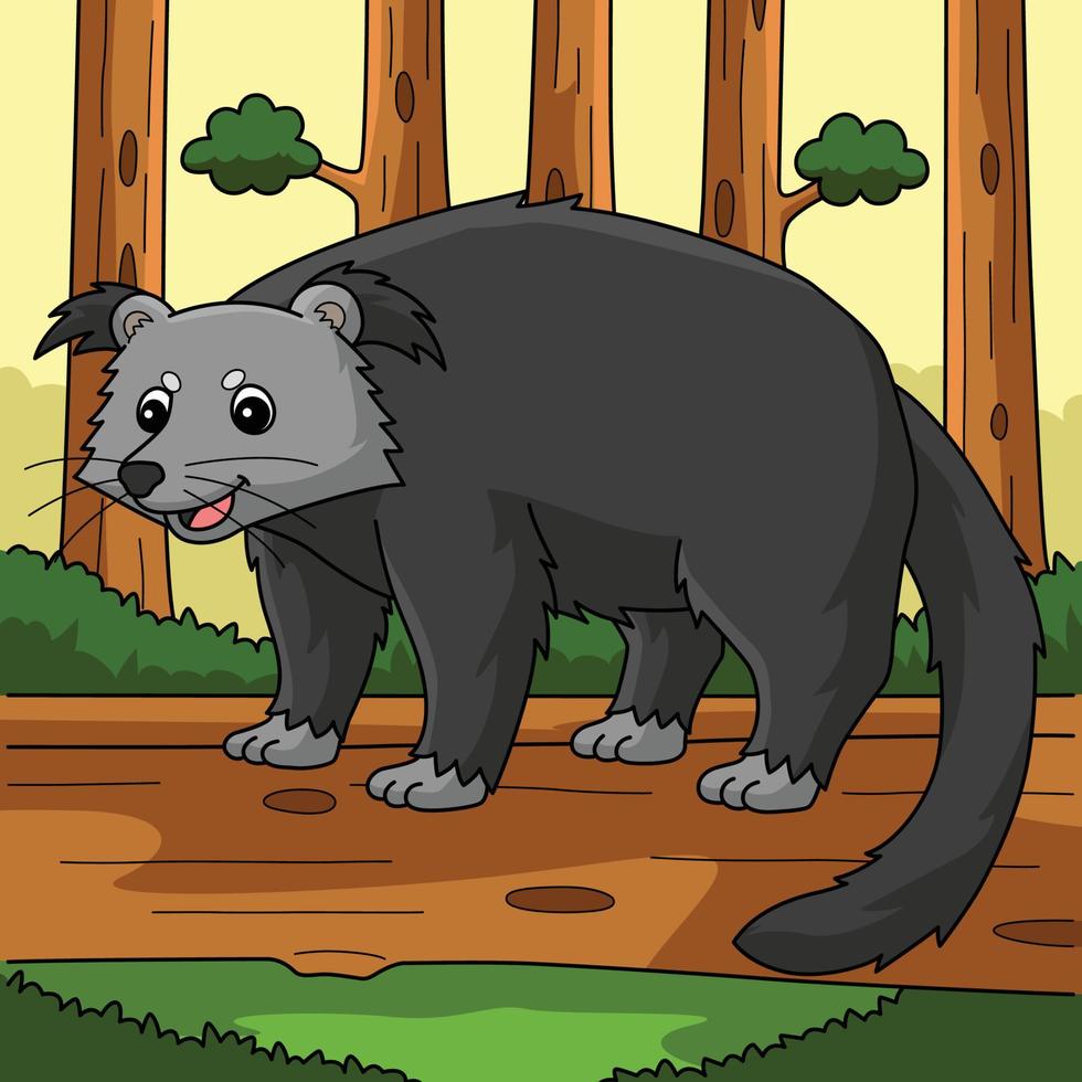 illustration de dessin animé coloré animal binturong vecteur