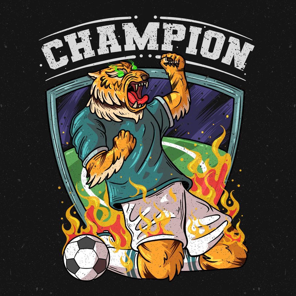 concept de champion de football tigre vecteur